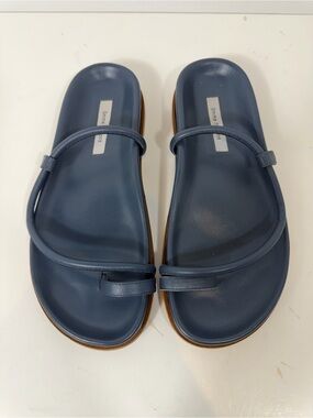 Emme Parsons Blue Leather Strappy Toe Loop Flat Sandals EU 38 US 8